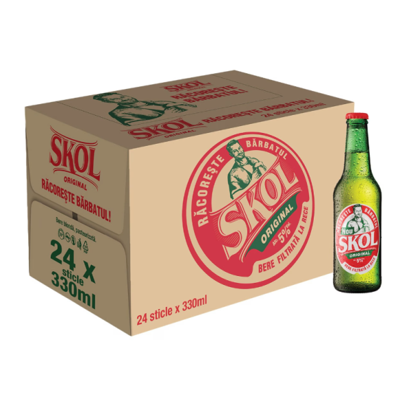 Skol sticla 0.33 L, 24 buc/bax