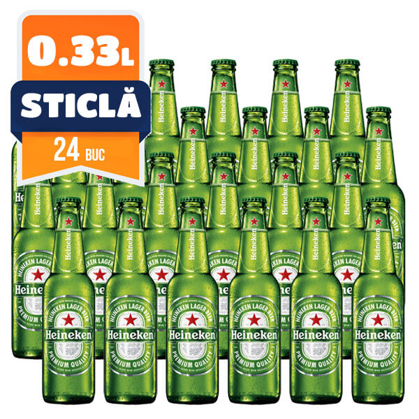 Heineken sticla nereturnabila 0.33 L, 24 buc/bax