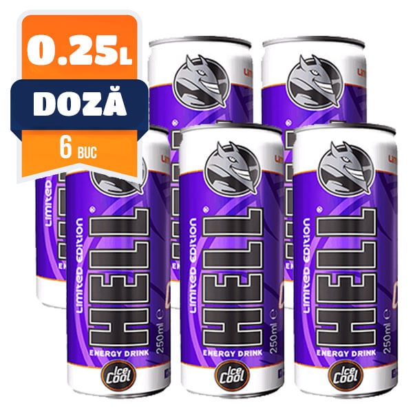 Hell Energy Drink Ice Cool Blueberry Doza 0.25 L, 6 buc/bax