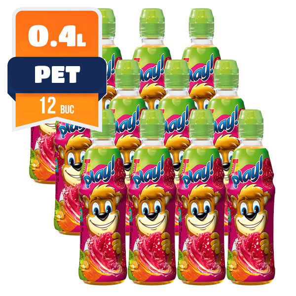 Tedi Play zmeura-lamaie verde-mere Pet 0.4 L, 12 buc/bax