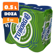 Tuborg doza 0.5 L, 6 buc/bax