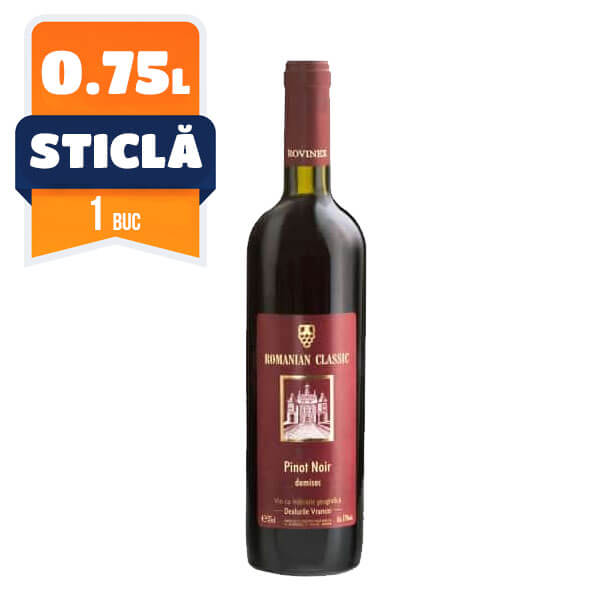 Vin Romanian Classic Pinot Noir Rosu Demisec 0.75 L