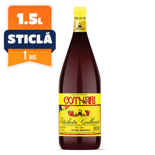 Cotnari 'Eticheta Galbena' Rosu Demidulce 1.5 L