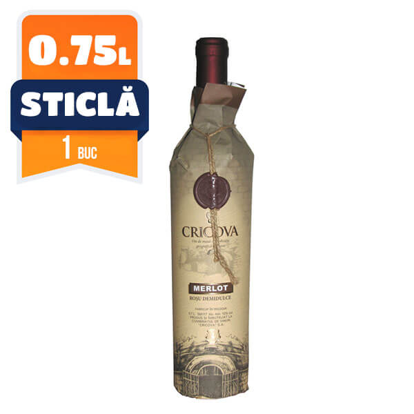 Cricova Hartie Merlot Rosu Demidulce 0.75L