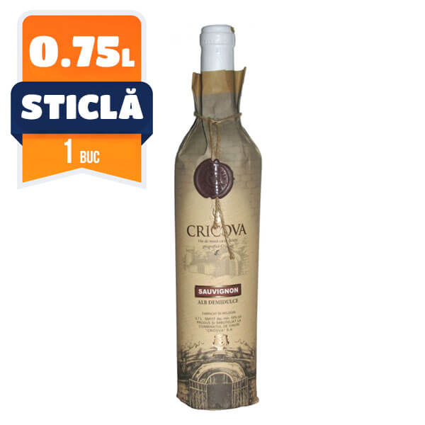 Cricova Hartie Sauvignon Alb Demidulce 0.75L